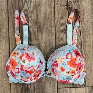 Victoria Secret Very Sexy Bling Strap Bombshell Push Up Bra Floral size 32C